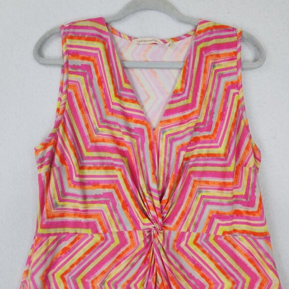 Soft Surroundings Dress Womens Large Pink Maxi V Neck Twist Front Sleeveless - Picture 2 of 10